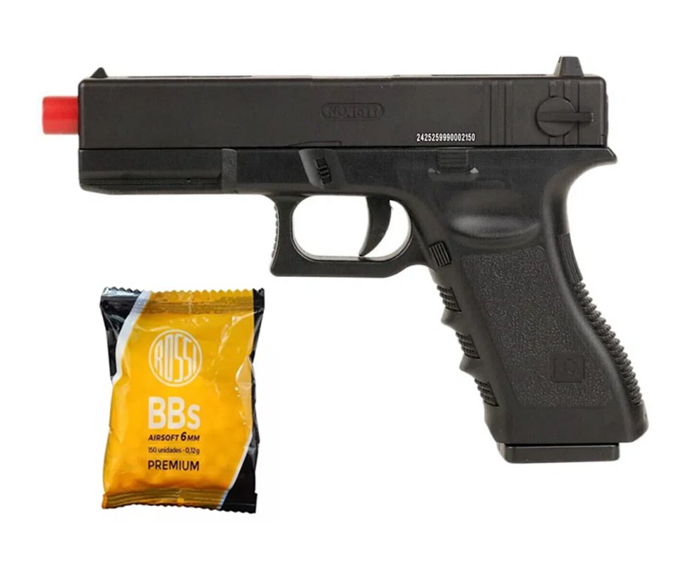 Pistola de Airsoft Glock CBT G17 Slide Metal Spring 6mm - Combat + BBS