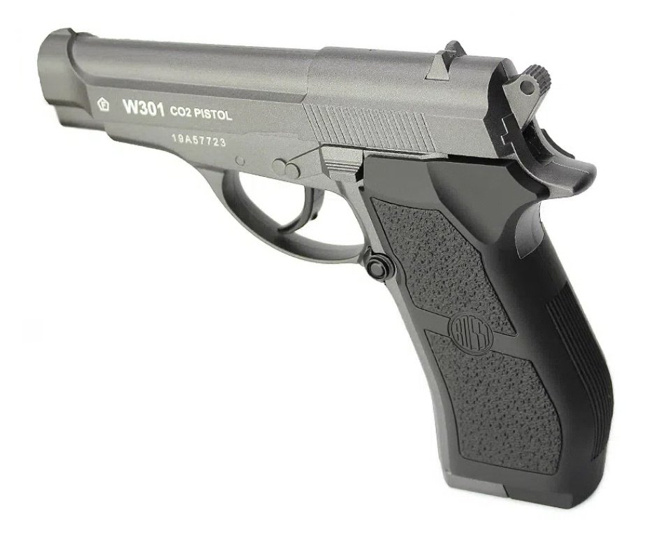 Pistola De Pressão Co2 Full Metal D301 Wingun 4,5mm + Co2 + BBS + Alvos