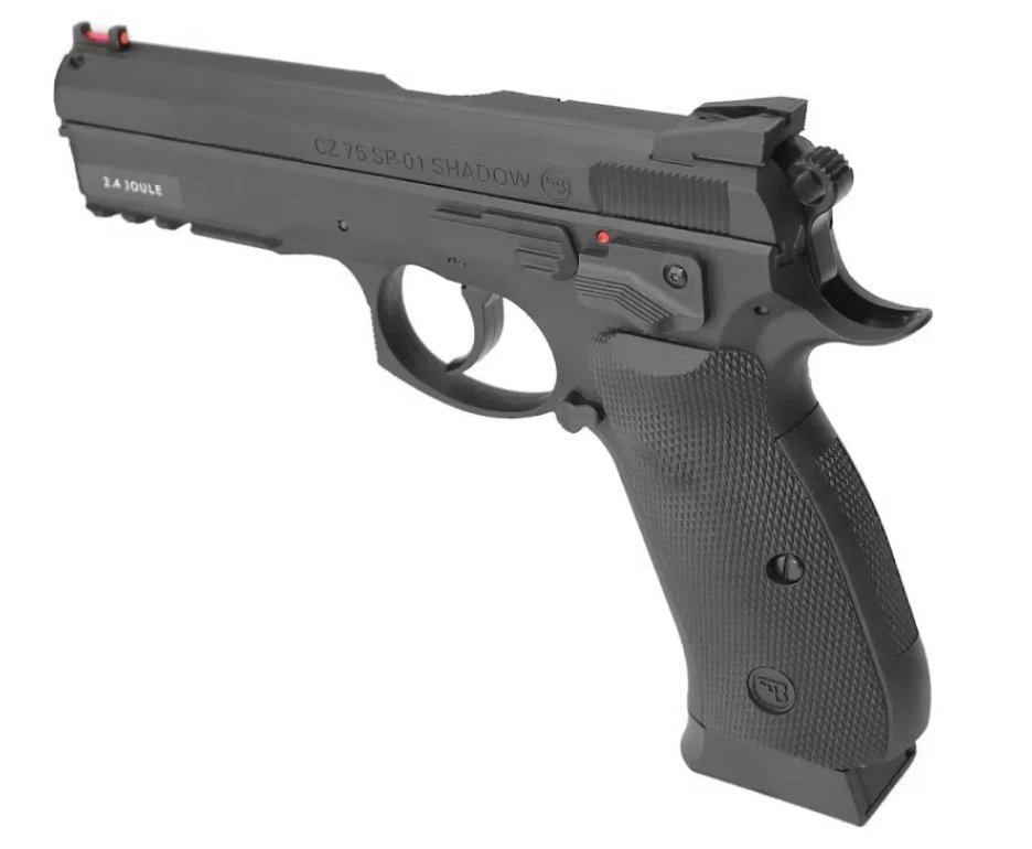 Pistola De Pressão Gás CO2 CZ 75 SP-01 Shadow 4,5mm 2,4j Licenciada ASG + Co2 + BBS + Alvos + Case