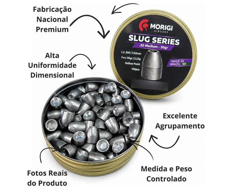 Chumbinho Morigi Slug 7,62mm 50 GR - 100un