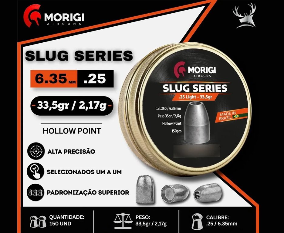 Chumbinho Morigi Slug 6,35mm 33,5 GR - 150un