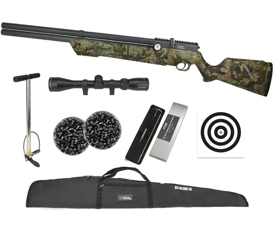 Carabina De Pressão PCP Leviathan PS-R2 5.5mm Camuflada Com Válvula Potencia - Nova Vista + Bomba + Capa + Luneta 3-9x40 + Chumbos + Alvos