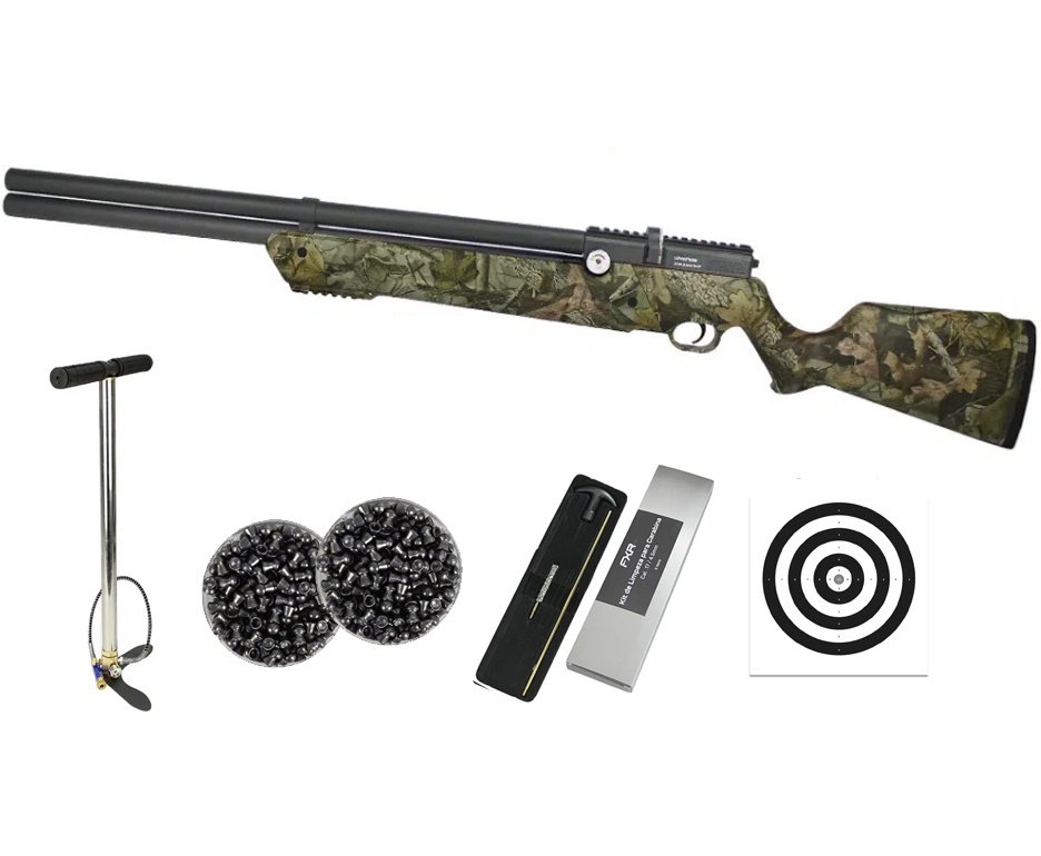 Carabina De Pressão PCP Leviathan PS-R2 5.5mm Camuflada Com Válvula Potencia - Nova Vista + Bomba + Chumbos + Alvos + Kit Limpeza