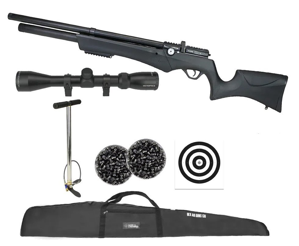 Carabina Pressão PCP Nova Vista Avenge-X X1 AS 4,5mm Preta + Bomba + Capa + Luneta 3-9x40 + Chumbos + Alvos