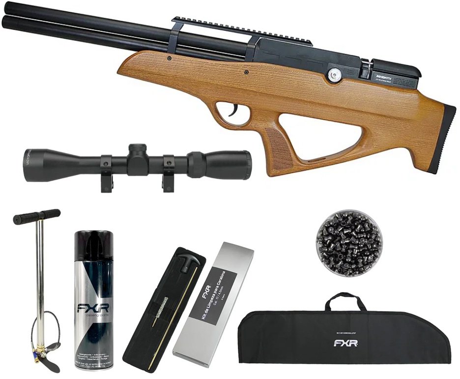 Carabina Pressão PCP Nova Vista Bullpup Behemoth PS-R2-SF 4,5mm Wood + Bomba + Capa + Luneta 3-9x40 + Chumbos + Alvos + Desengripante / Anticorrosivo + Kit Limpeza
