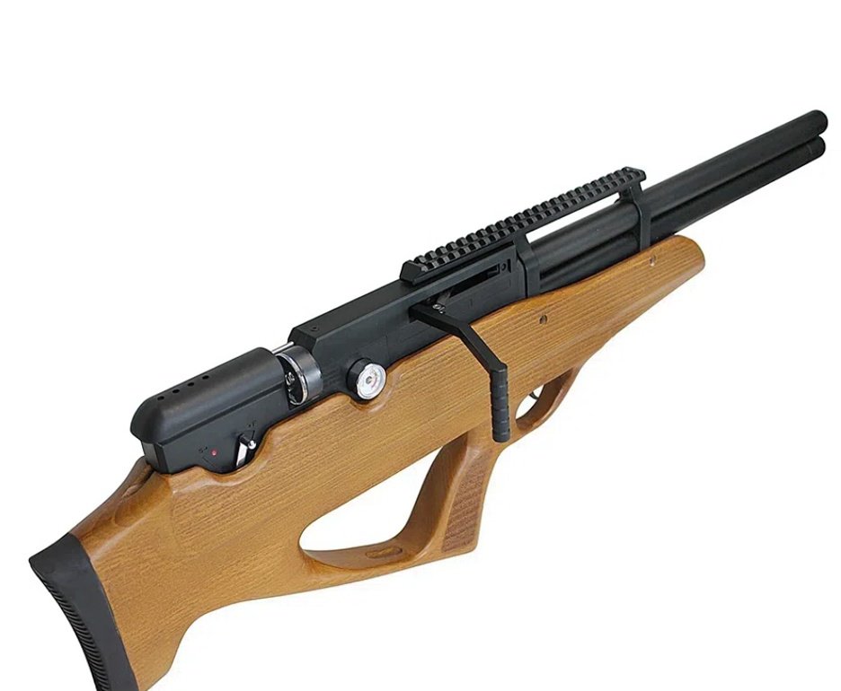 Carabina Pressão PCP Nova Vista Bullpup Behemoth PS-R2-SF 4,5mm Wood + Bomba + Capa + Luneta 3-9x40 + Chumbos + Alvos