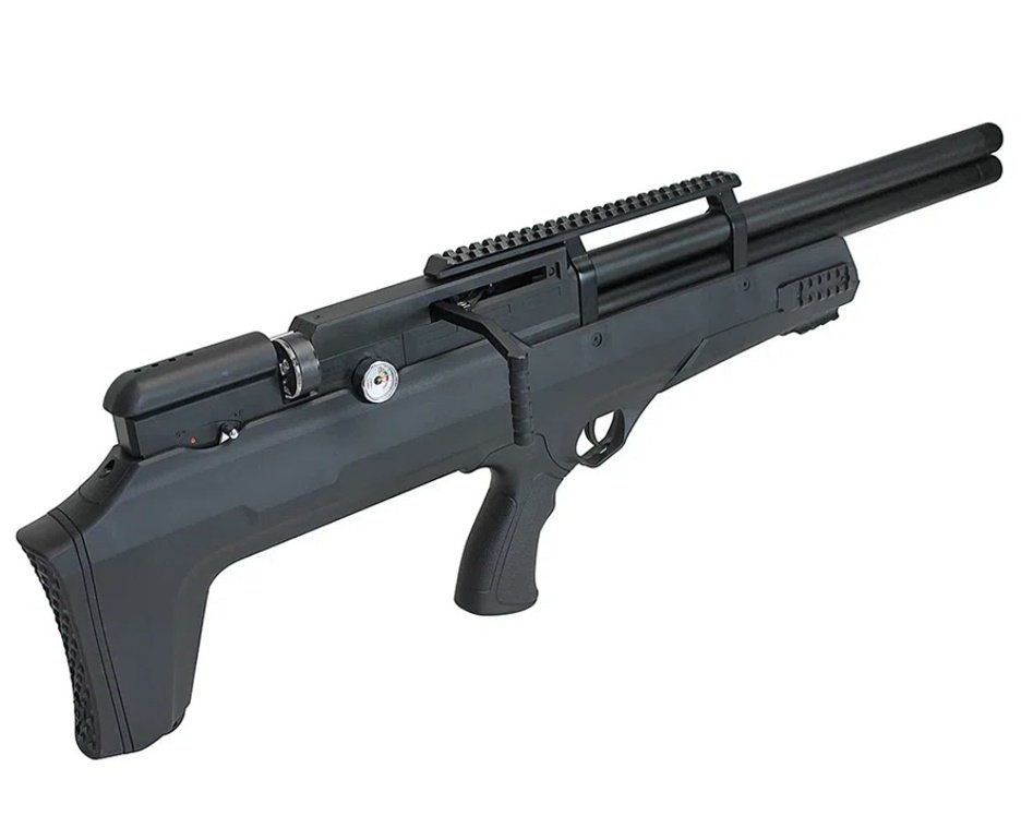 Carabina Pressão PCP Nova Vista Bullpup Behemoth PS-R2-SF 4,5mm Preta + Bomba + Capa + Luneta 3-9x40 + Chumbos + Alvos