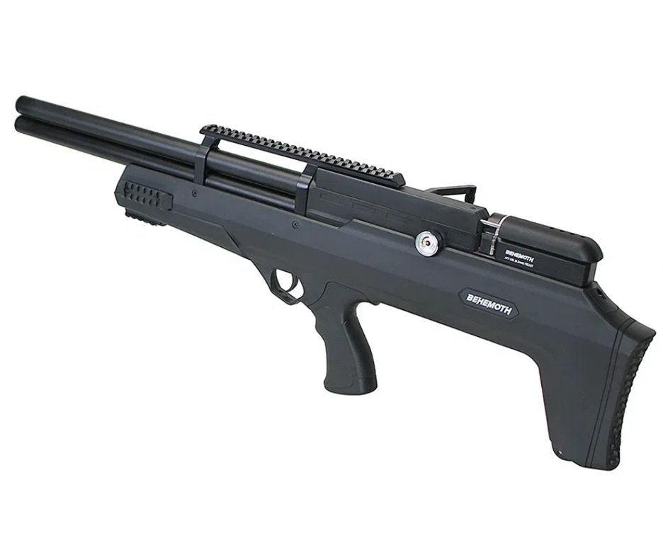 Carabina Pressão PCP Nova Vista Bullpup Behemoth PS-R2-SF 4,5mm Preta + Bomba + Chumbos + Alvos + Kit Limpeza