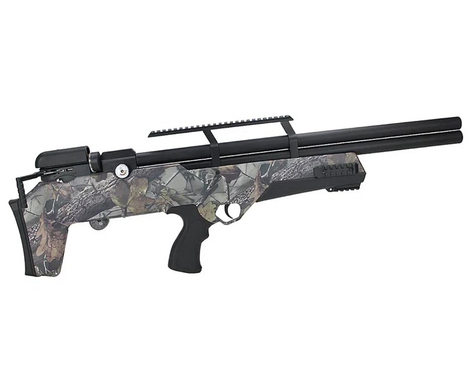 Carabina de Pressão PCP Nova Vista Bullpup Behemoth PS-R3-S 5,5 mm Camuflada + Bomba + Capa + Luneta 3-9x40 + Chumbos + Alvos + Desengripante / Anticorrosivo + Kit Limpeza