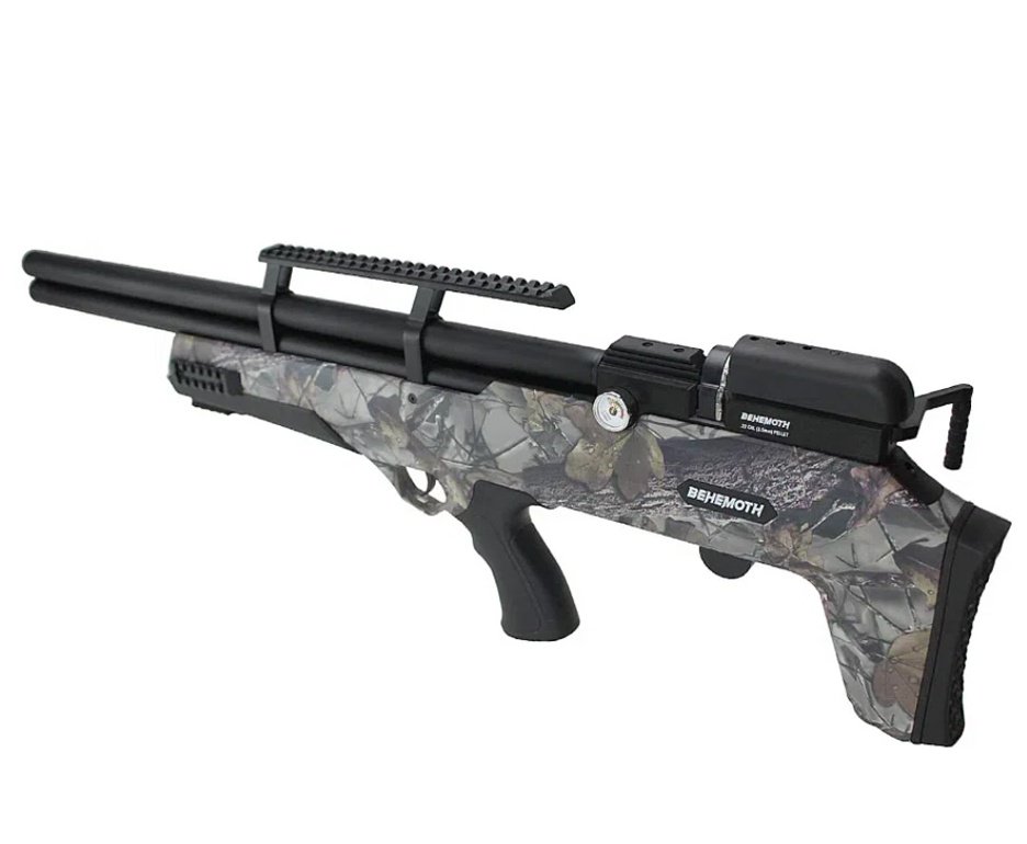 Carabina de Pressão PCP Nova Vista Bullpup Behemoth PS-R3-S 5,5 mm Camuflada + Bomba + Capa + Luneta 3-9x40 + Chumbos + Alvos