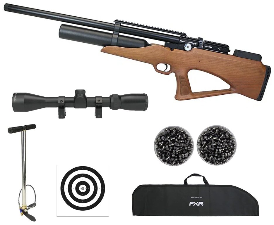 Carabina de Pressão PCP Nova Vista Bullpup Avenge-X X1 BBW 4,5mm Wood + Bomba + Capa + Luneta 3-9x40 + Chumbos + Alvos