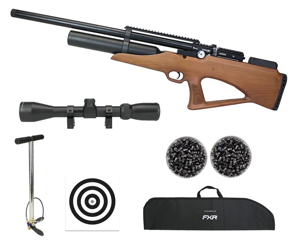 Carabina de Pressão PCP Nova Vista Bullpup Avenge-X X1 BBW 4,5mm Wood + Bomba + Capa + Luneta 3-9x40 + Chumbos + Alvos