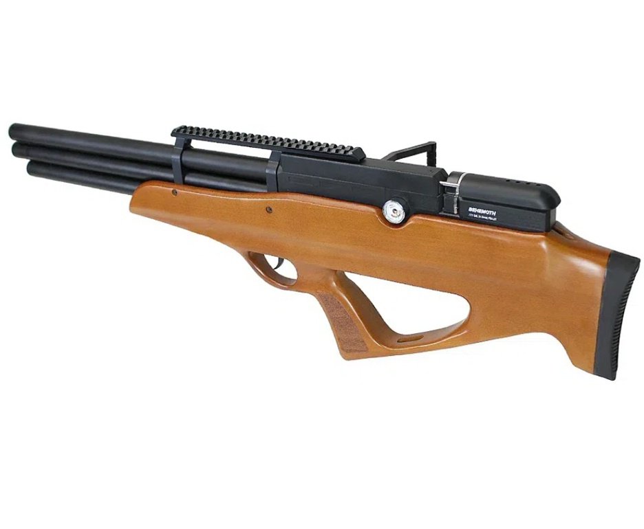 Carabina Pressão PCP Nova Vista Bullpup Behemoth PS-R3-SF 4,5mm Wood + Bomba + Chumbos + Alvos + Kit Limpeza
