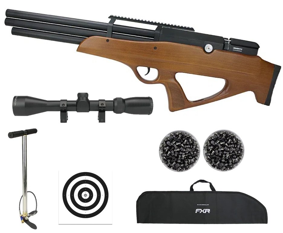 Carabina de Pressão PCP Behemoth PS-R3-SF 5,5mm Wood - Nova Vista + Bomba + Capa + Luneta 3-9x40 + Chumbos + Alvos