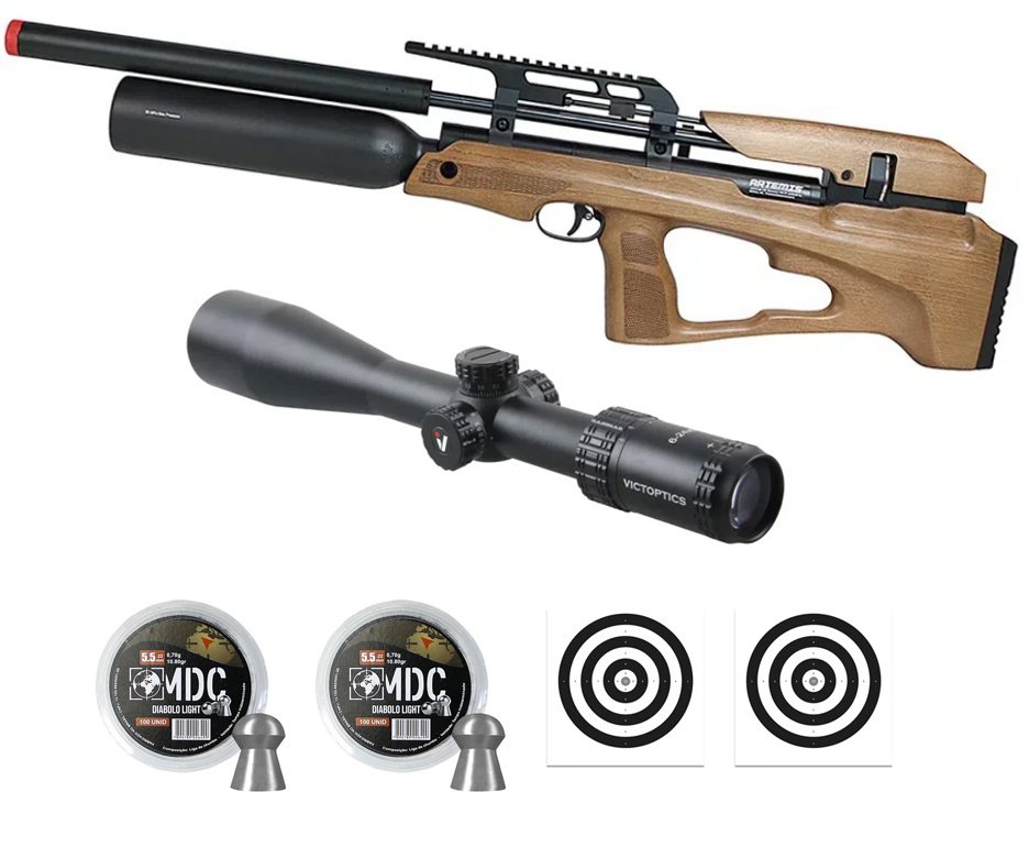 Carabina de Pressão PCP P35X-B Evolution HC 5,5mm Artemis - FXR + Luneta S4 6-24X50 SFP + Chumbos + Alvos