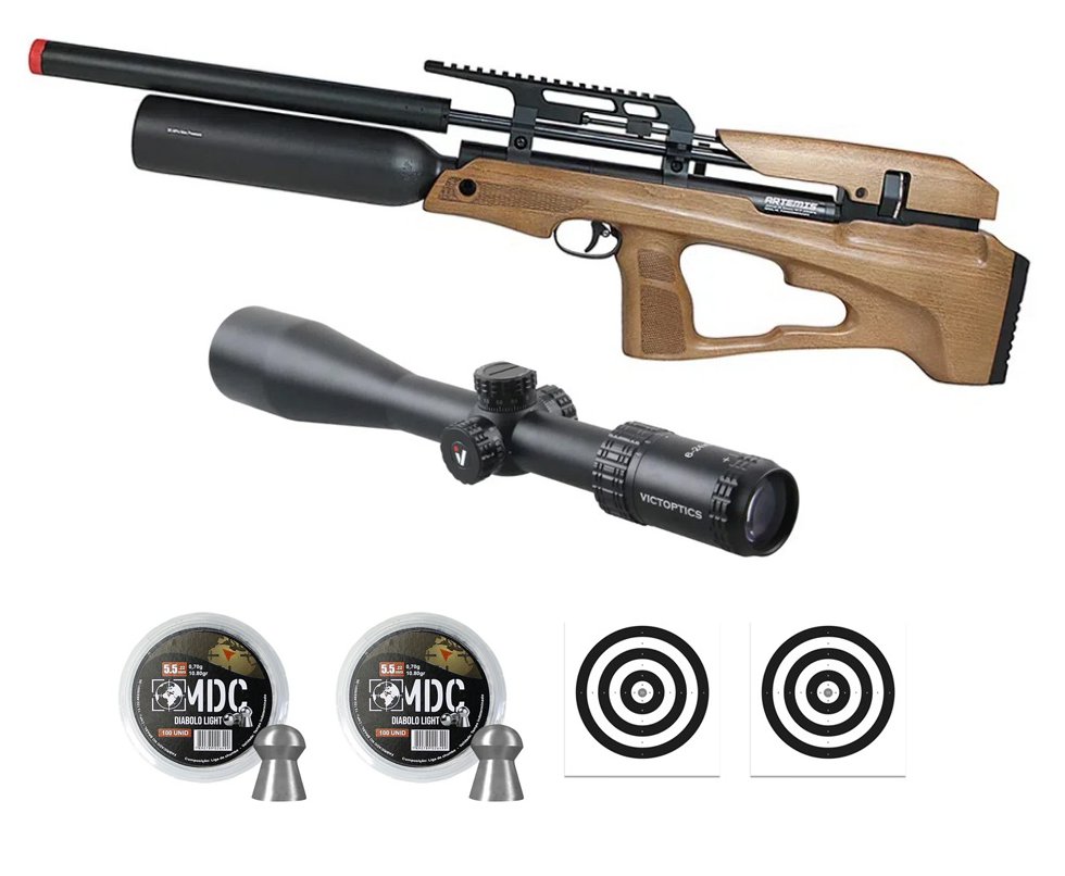 Carabina de Pressão PCP P35X-B Evolution HC 5,5mm Artemis - FXR + Luneta S4 6-24X50 SFP + Chumbos + Alvos