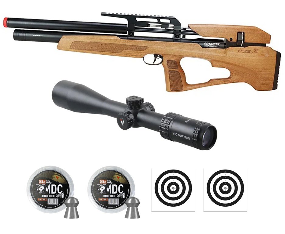 Carabina de Pressão PCP P35X Evolution 5,5mm Artemis - FXR + Luneta S4 6-24X50 SFP + Chumbos + Alvos
