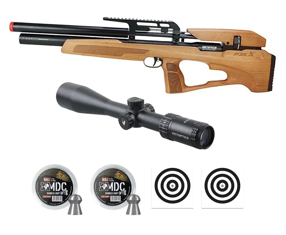 Carabina de Pressão PCP P35X Evolution 5,5mm Artemis - FXR + Luneta S4 6-24X50 SFP + Chumbos + Alvos