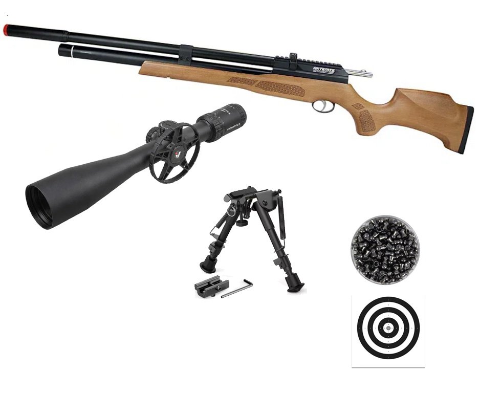Carabina PCP Artemis M25W Thunder Classic 5.5mm - FXR + Luneta S4 6-24X50 SFP + Chumbos + Alvos + Bipé