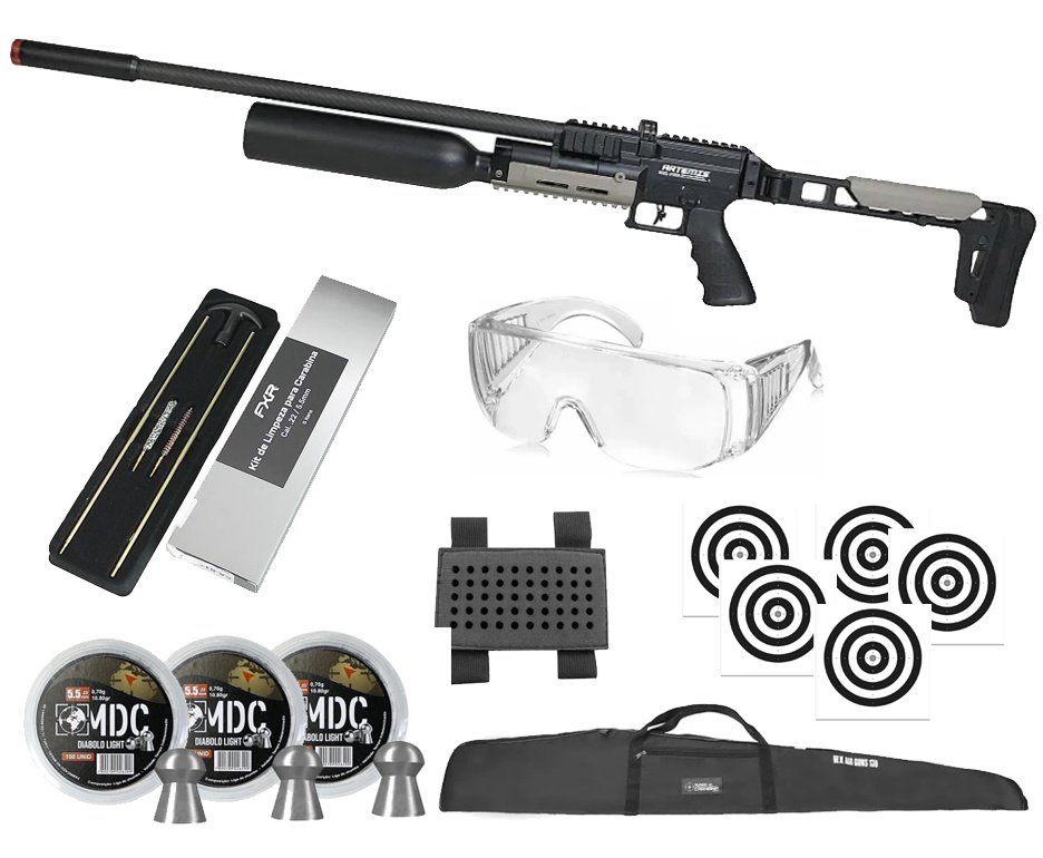 Carabina PCP Artemis AP1000B HC Nomad 5,5mm - FXR Artemis + Kit Limpeza + Chumbo + Capa + Alvos + Óculos + Porta Chumbinho