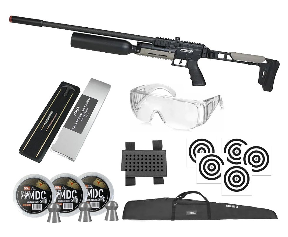 Carabina PCP Artemis AP1000B HC Nomad 5,5mm - FXR Artemis + Kit Limpeza + Chumbo + Capa + Alvos + Óculos + Porta Chumbinho