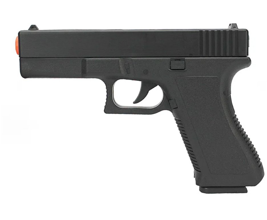 Kit Duelo 02 Pistolas Airsoft Spring Glock GK-V307 com Alvo Gel 6mm Rossi VG + BBS + Alvos + Óculos