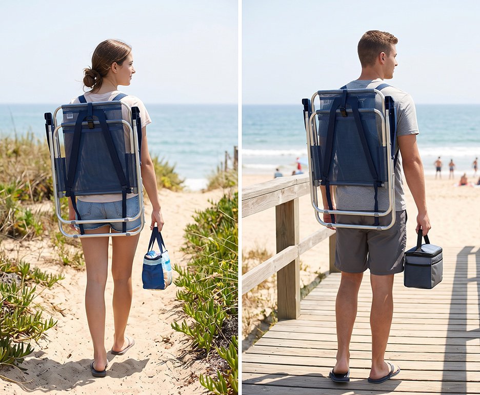 Cadeira Zaka Plus Mochila Alumínio Capacidade 100kg - Azul Marinho