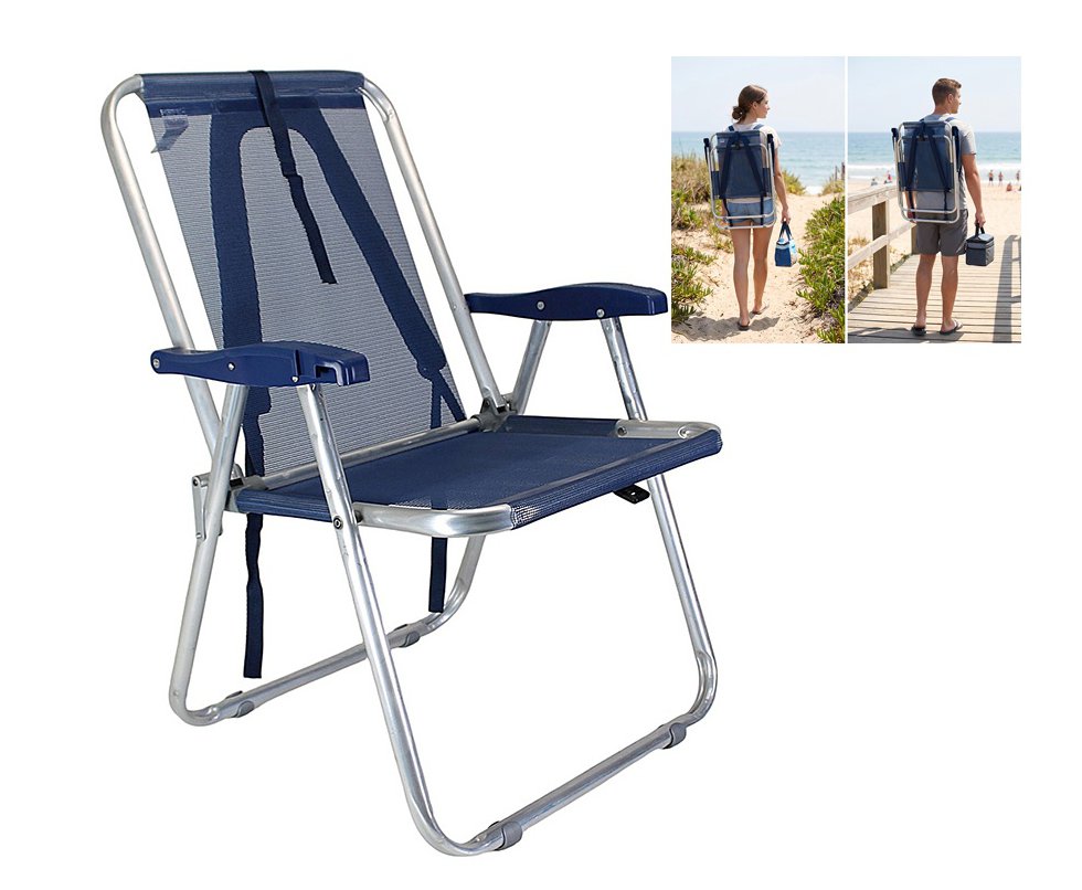Cadeira Zaka Plus Mochila Alumínio Capacidade 100kg - Azul Marinho
