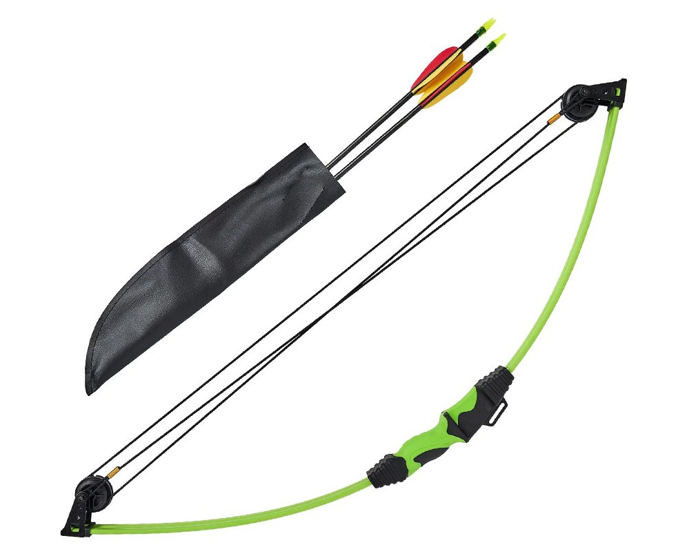 Kit Arco Composto Juvenil - 12 Lbs Verde Com Acessórios - Man Kung