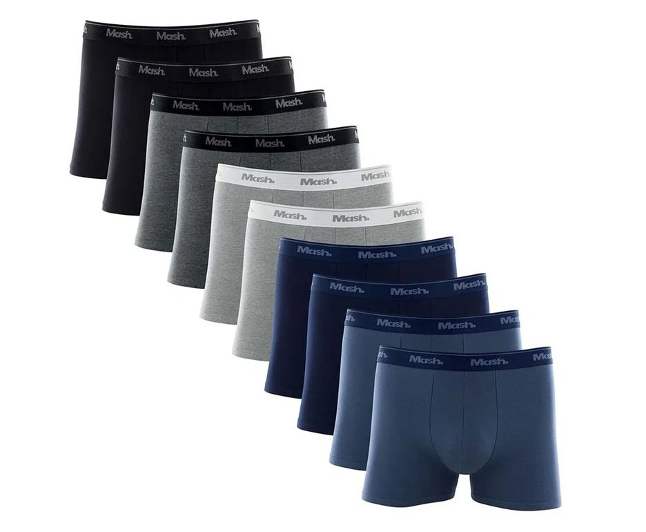 Kit 10 Cuecas Mash Boxer Cotton Box Original