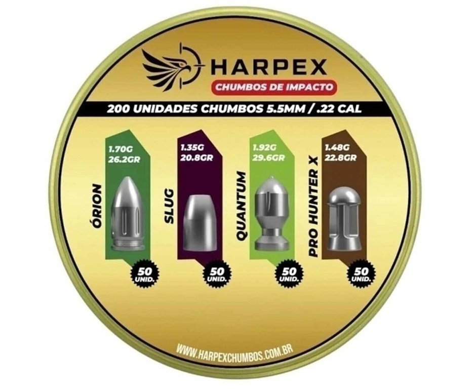 Chumbinho Harpex Combo Slug Pointed/Solid/Slug/Orion 5,5 mm 200 pcs/pot