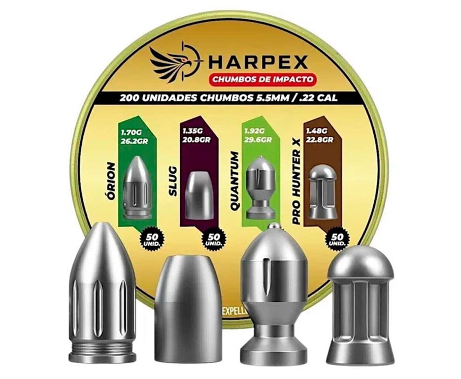 Chumbinho Harpex Combo Slug Pointed/Solid/Slug/Orion 5,5 mm 200 pcs/pot