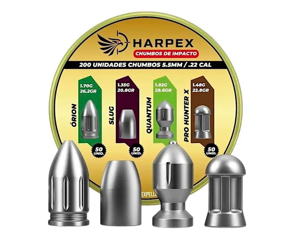 Chumbinho Harpex Combo Slug Pointed/Solid/Slug/Orion 5,5 mm 200 pcs/pot