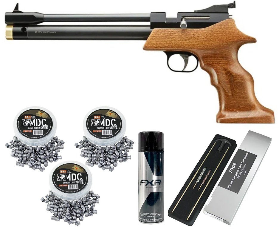 Pistola de Pressão PCP PP800R Artemis 5.5mm - FXR Armas + Kit Limpeza + Chumbinho  + Desengripante