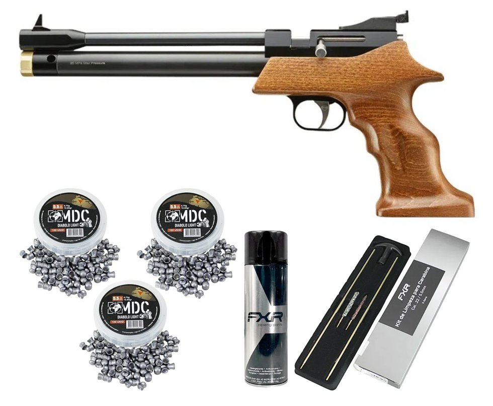 Pistola de Pressão PCP PP800R Artemis 5.5mm - FXR Armas + Kit Limpeza + Chumbinho + Desengripante