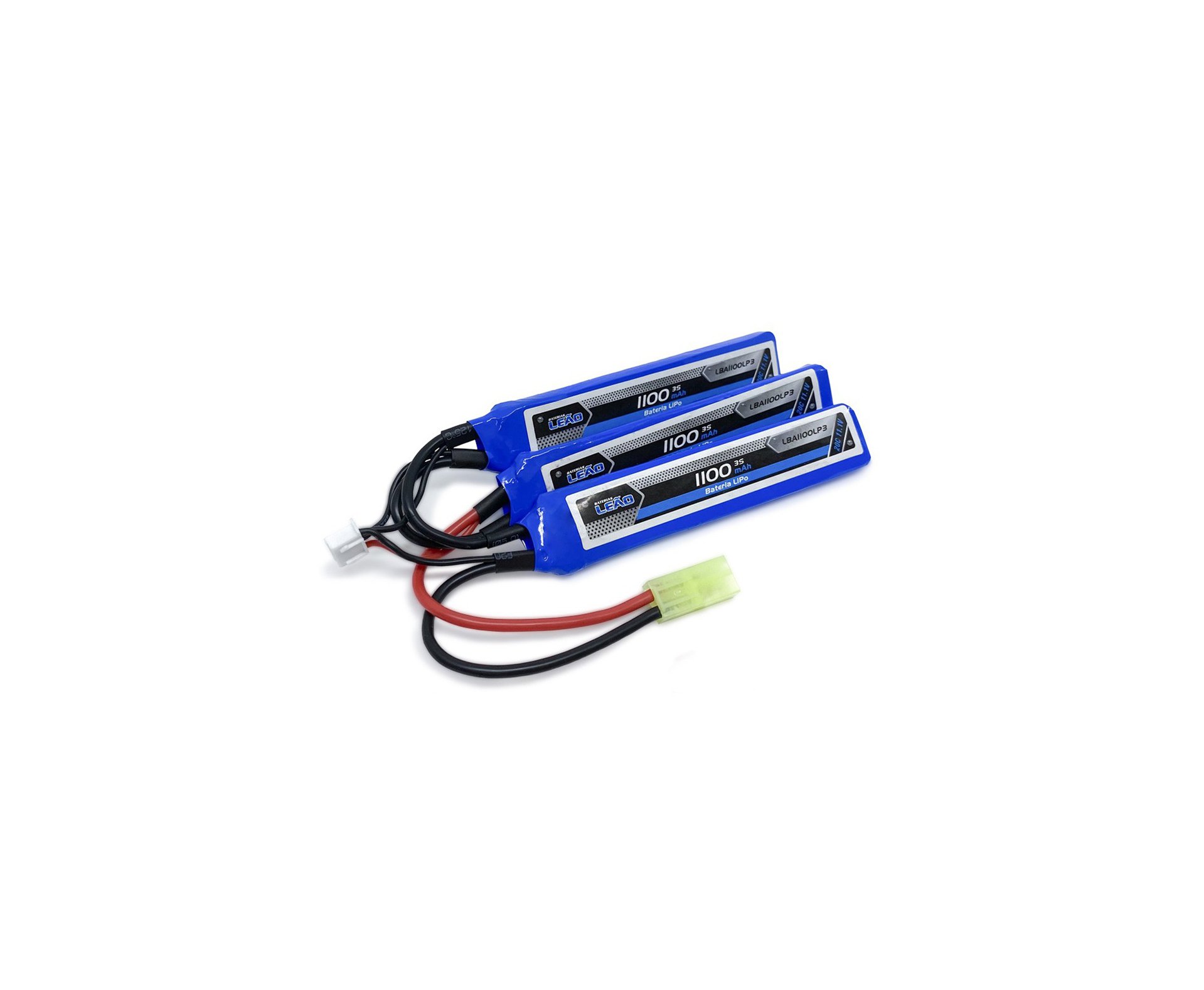 Bateria LiPo Leão 11.1V 1100mAh 20C 3S com Conector Dean para Airsoft AEG
