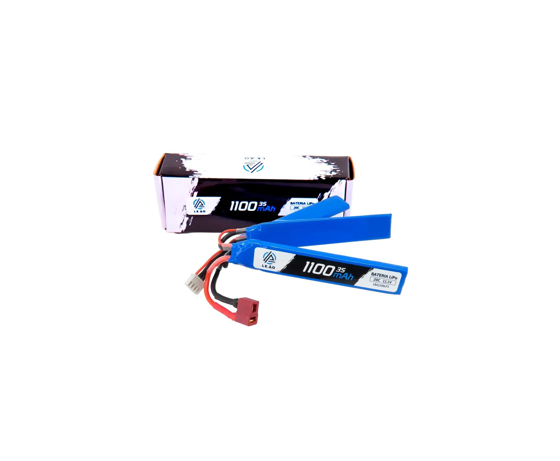 Bateria LiPo Leão 11.1V 1100mAh 20C 3S com Conector Dean para Airsoft AEG