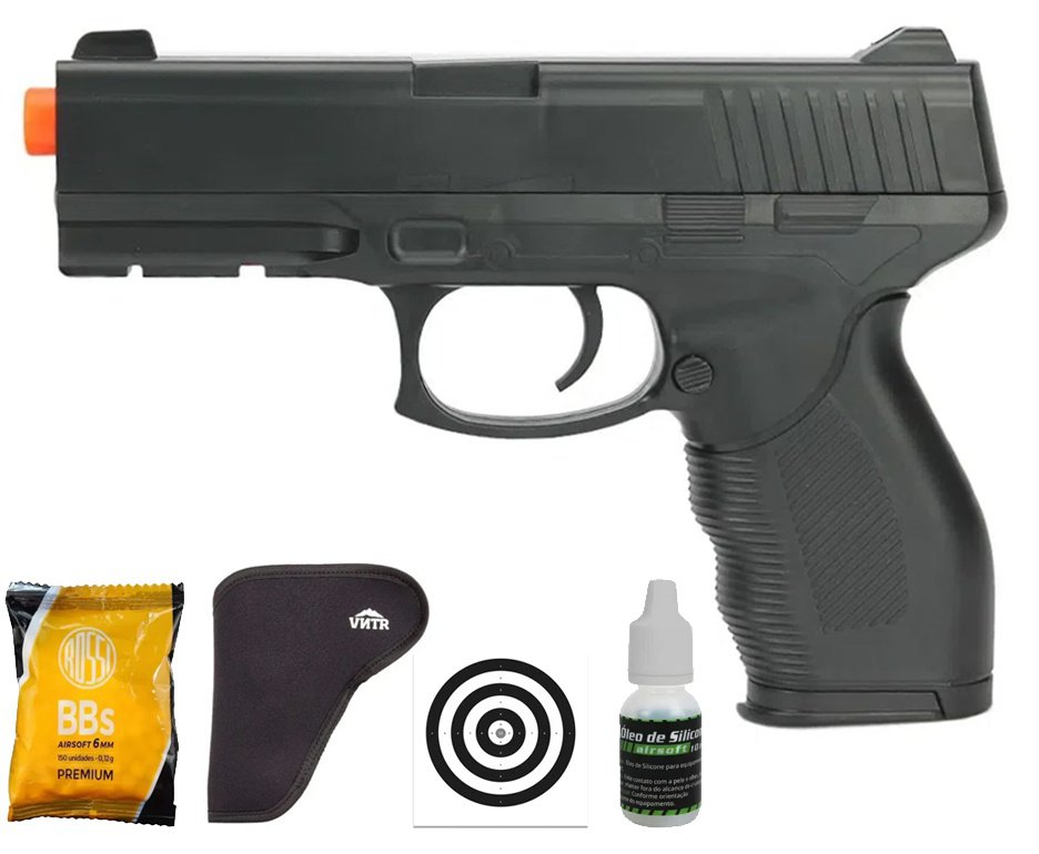 Pistola de Airsoft Vigor Spring VG 24/7 V310 Rossi 6mm + BBS + Alvos + Óleo + Coldre