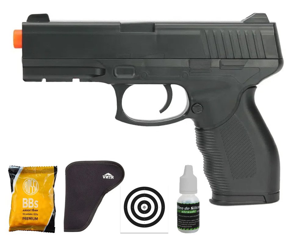 Pistola de Airsoft Vigor Spring VG 24/7 V310 Rossi 6mm + BBS + Alvos + Óleo + Coldre
