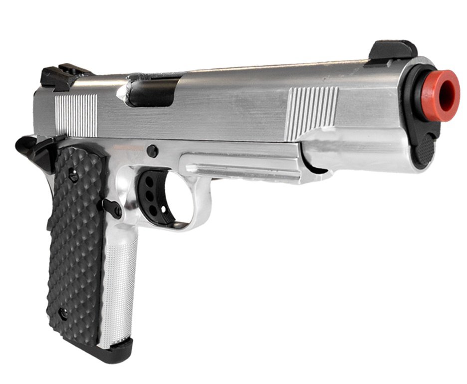 Pistola de Pressão CO2 1911 Silver Full Metal 4,5mm Blowback - Rossi + Co2 + BBS