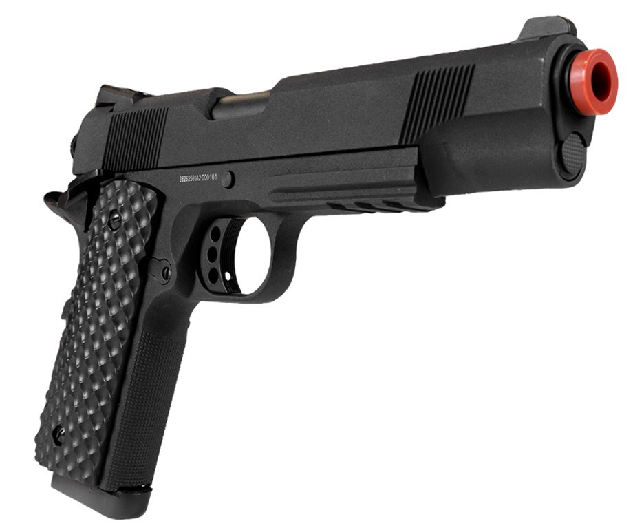 Pistola de Pressão 1911 Full Metal CO2 4,5mm Blowback Black - Rossi + Co2 + BBS + Case + Alvos + Óleo de Silicone + Laser