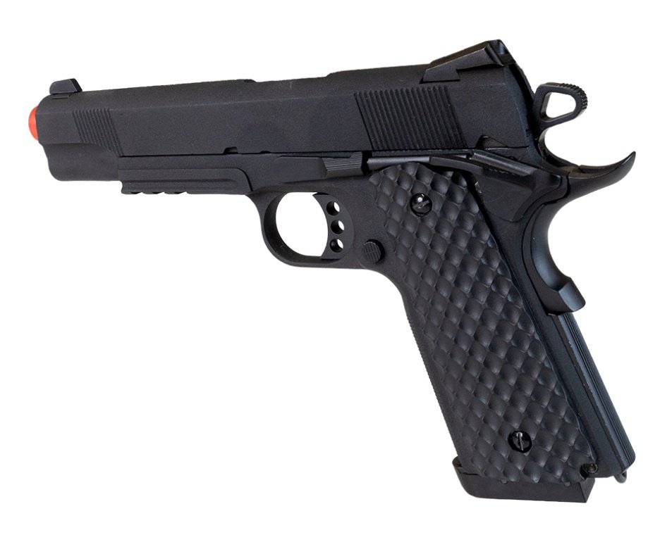 Pistola de Pressão 1911 Full Metal CO2 4,5mm Blowback Black - Rossi + Co2 + BBS + Case + Alvos + Óleo de Silicone + Laser