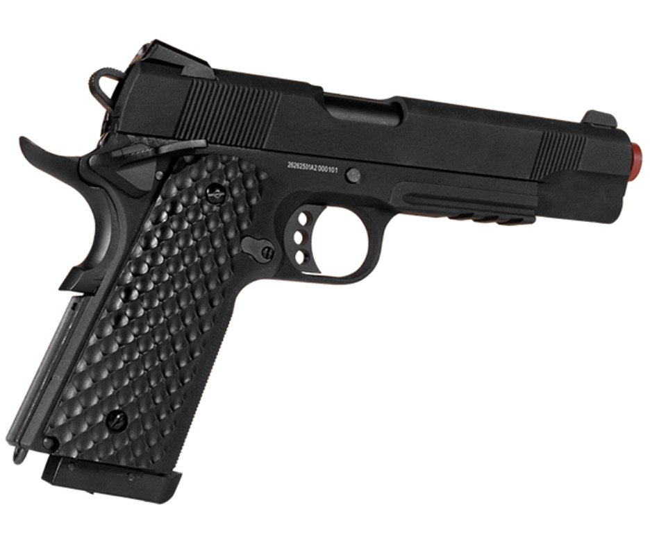 Pistola de Pressão 1911 Full Metal CO2 4,5mm Blowback Black - Rossi + Co2 + BBS + Case + Alvos + Óleo de Silicone + Laser