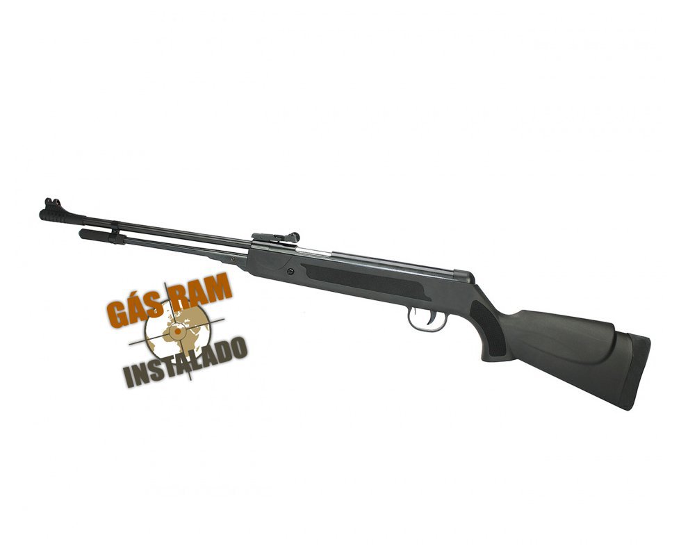 Carabina De Pressão Power Spring Black Cal 5.5mm Fixxar Gás Ram 50kg Instalado
