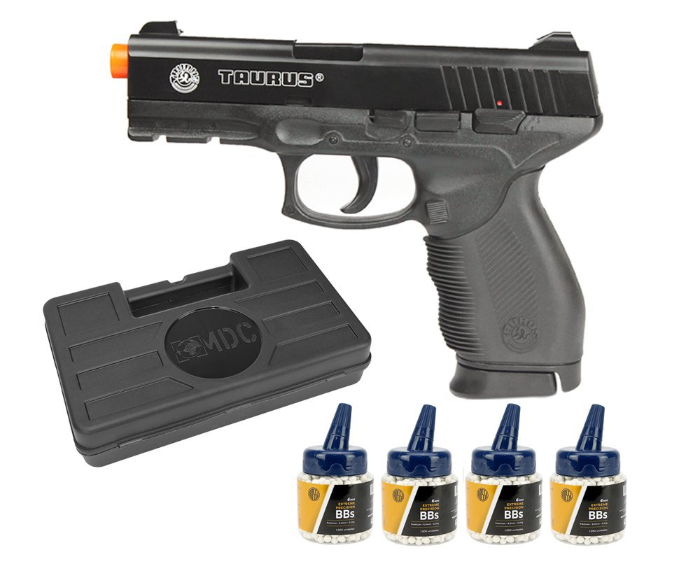 Pistola De Airsoft Taurus Pt 24/7 Semi/metal Cal 6,0 Mm + 4000 Esferas Plásticas 0,12g + Case - Cyber Gun