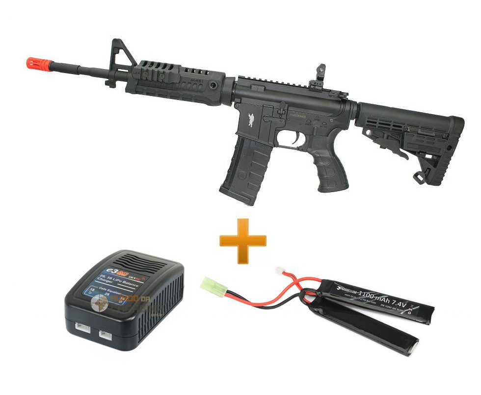 Rifle De Airsoft King Arms M4a1 Caa Custom Elétrica 6mm + Bateria Lipo E Carregador