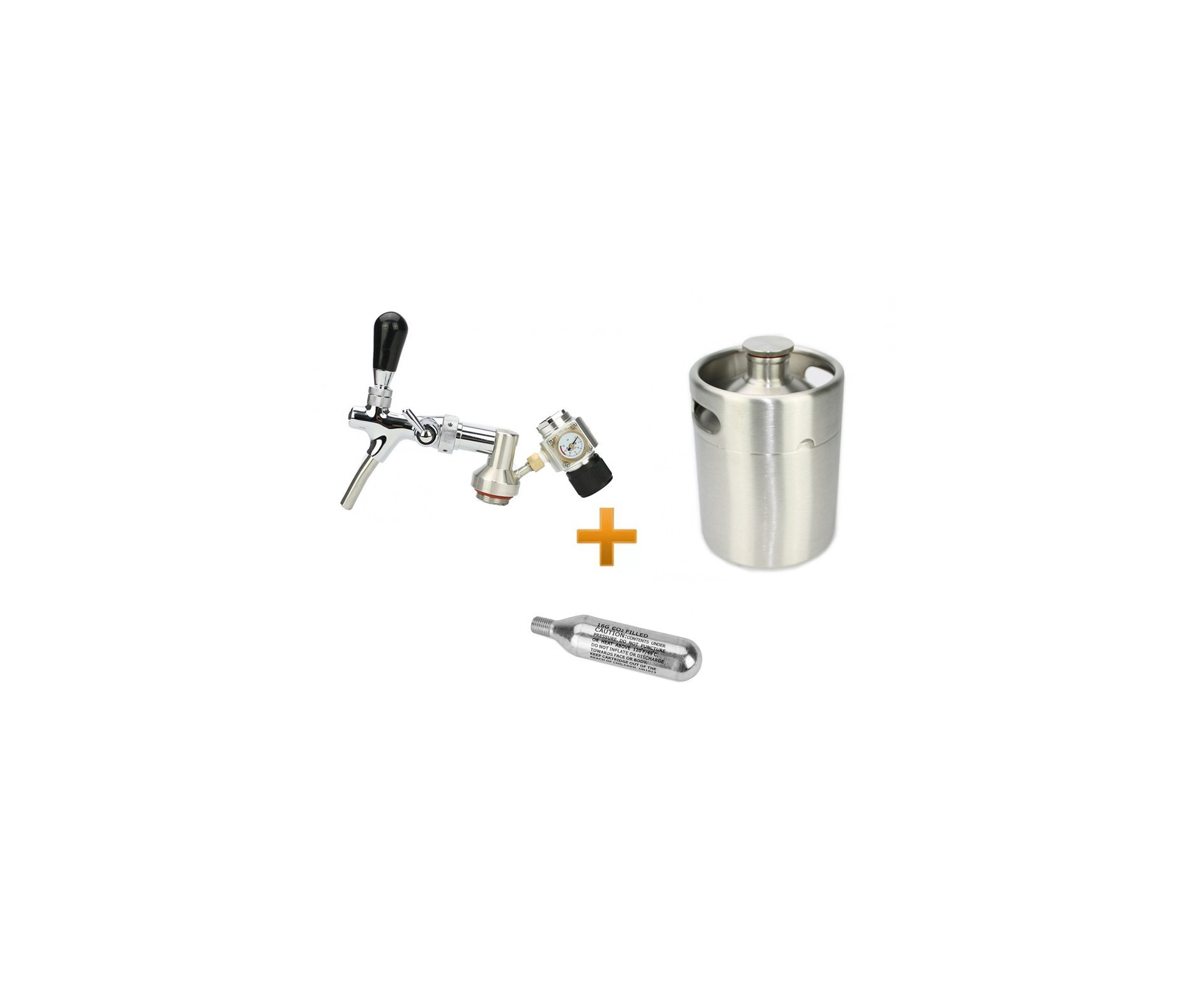 Kit Growler Em Aço Inox 5l + Torneira Italiana + Co2 16g Para Cerveja E Chopp Artesanal