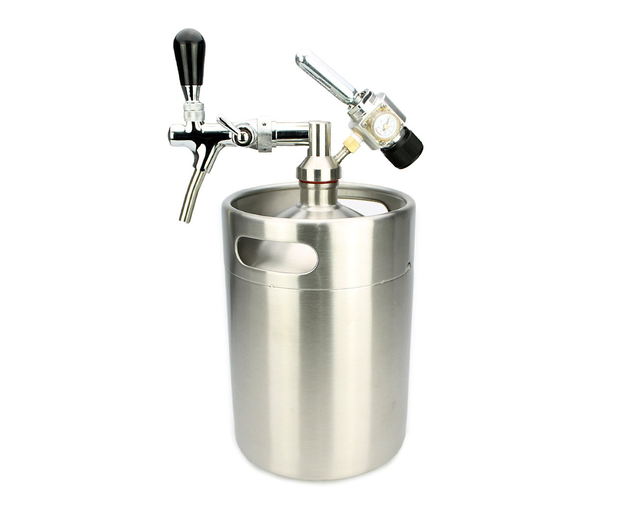 Kit Growler Em Aço Inox 5l + Torneira Italiana + Co2 16g Para Cerveja E Chopp Artesanal