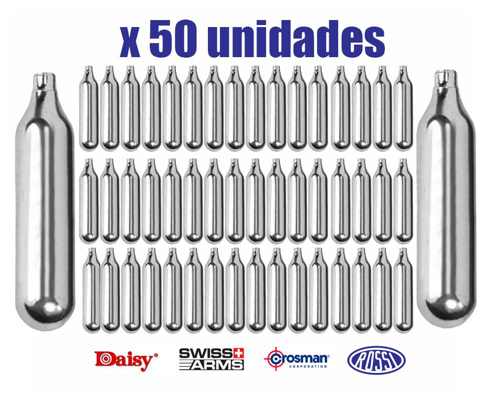 Kit Co2 Rossi / daisy / crosman / swiss Arms 12g Para Pistolas E Rifles Caixa Com 50unds