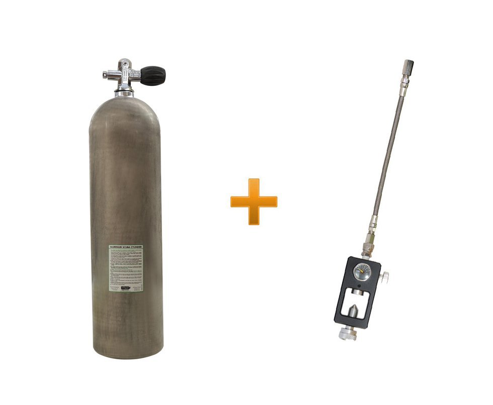 Cilindro Scuba 11,1 Litros + Valvula Yoke + Adaptador Recarga Para Pcp